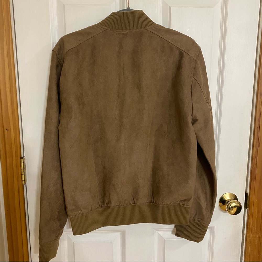 Banana Republic Men’s Bomber Jacket Suede Acorn color size S - Picture 3 of 5